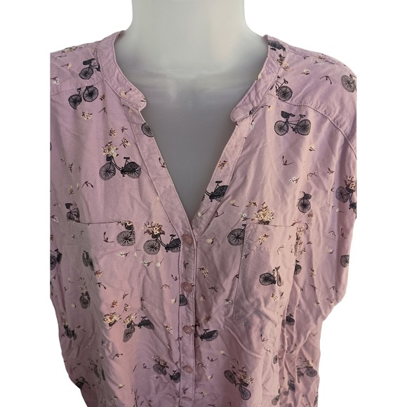Torrid plus‎ 2X bicycle purple blouse button up casual relaxed short sleeve - Picture 7 of 10